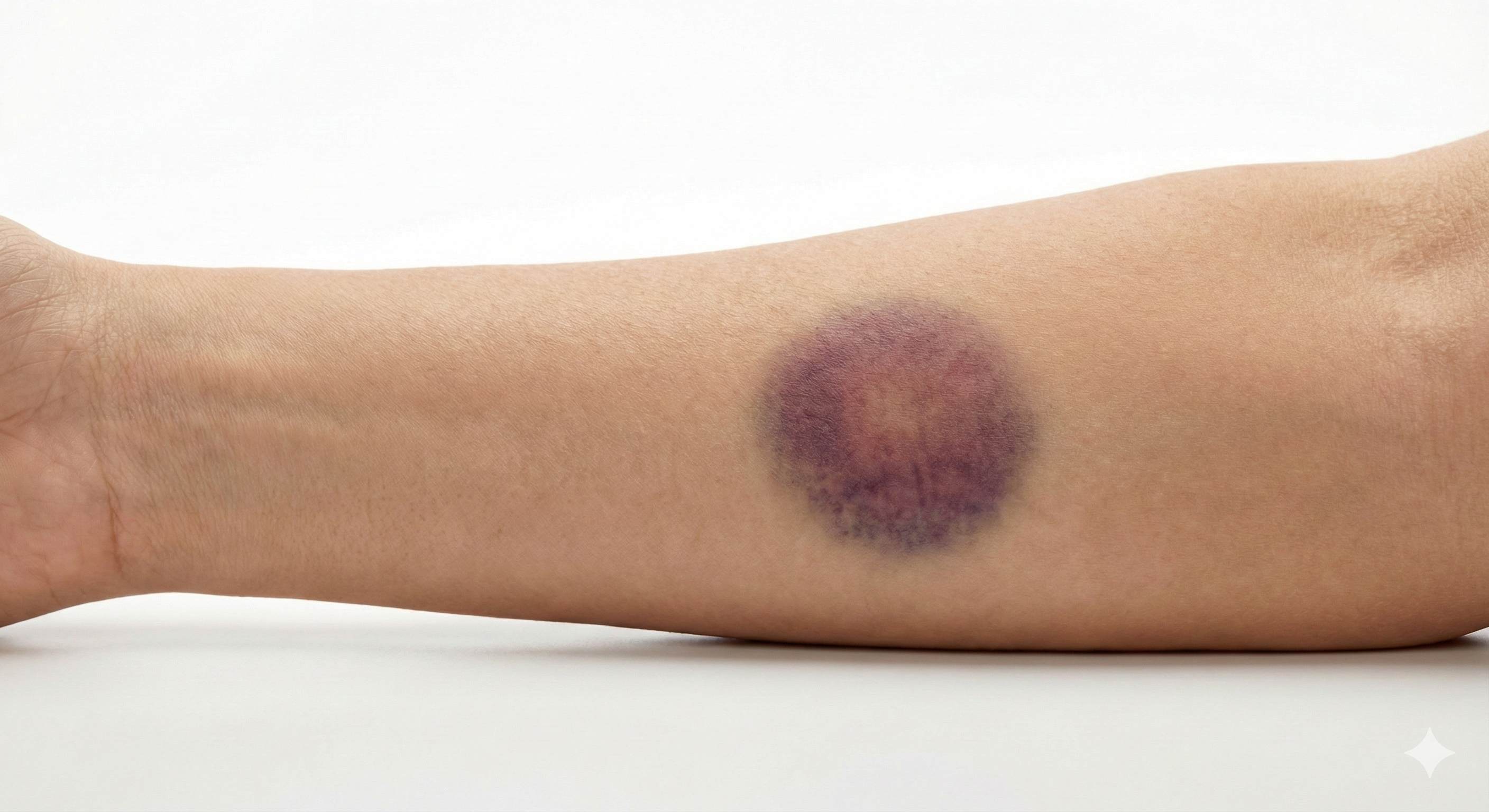 Fresh bruise on arm - day 0 before treatment